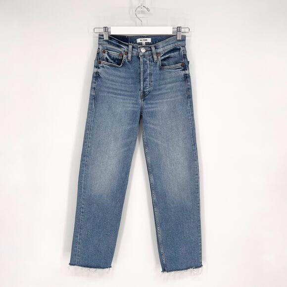 RE/DONE 70s High Rise Stove Pipe Jeans Women’s 24 Light Stone Wash - Picture 2 of 6